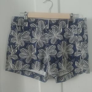 2/$25 Women's J.Crew Floral Shorts Blue White Size 6